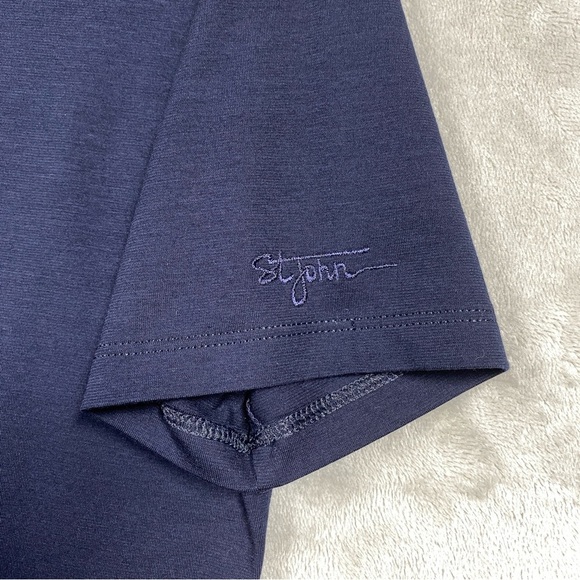 St. John Sport Navy Basic Classic Tee Shirt Embroidered Logo Sz S Petite - Picture 2 of 5